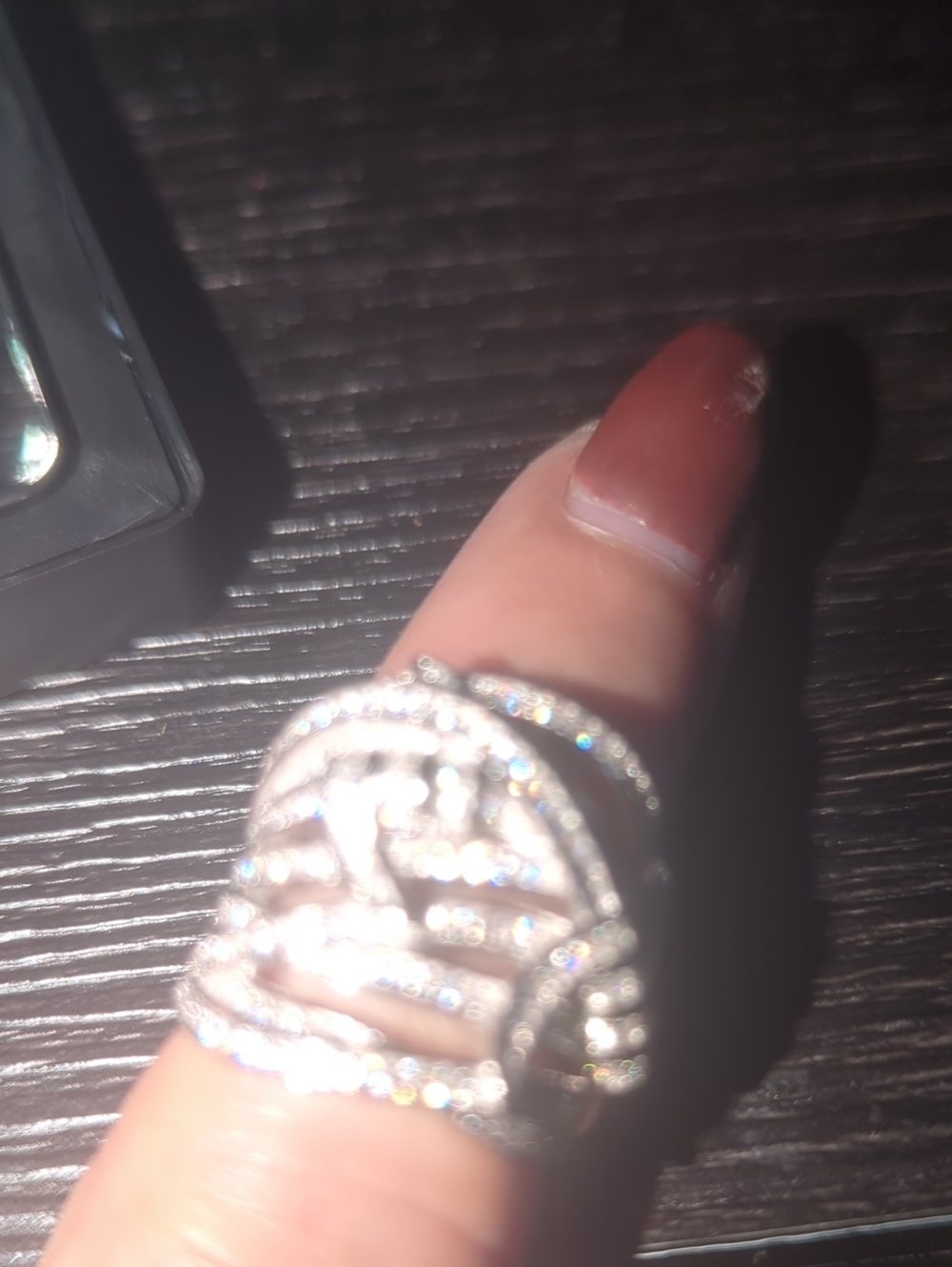 Silver-Tone Crystal Statement Ring - White
